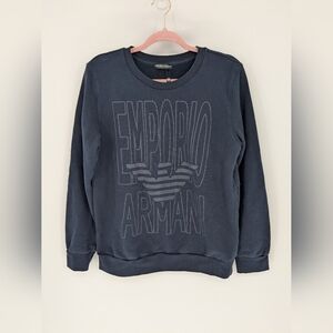 NWOT Emporio Armani Logo Sweatshirt Navy Blue Pullover Mens Size XL